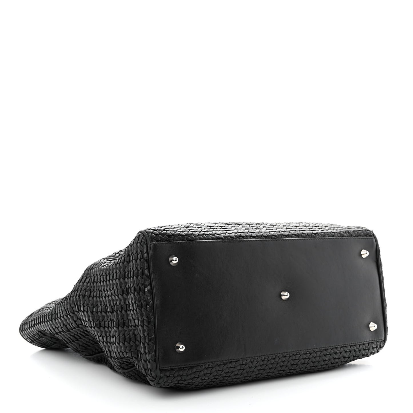 Lambskin Woven Large Lady Dior Shopping Tote Black