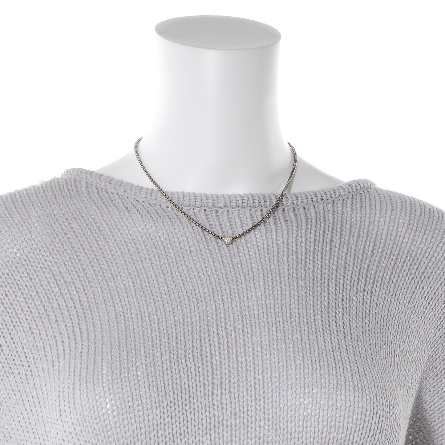 Sterling Silver 18K White Gold Diamond Pave Ball Box Chain Necklace