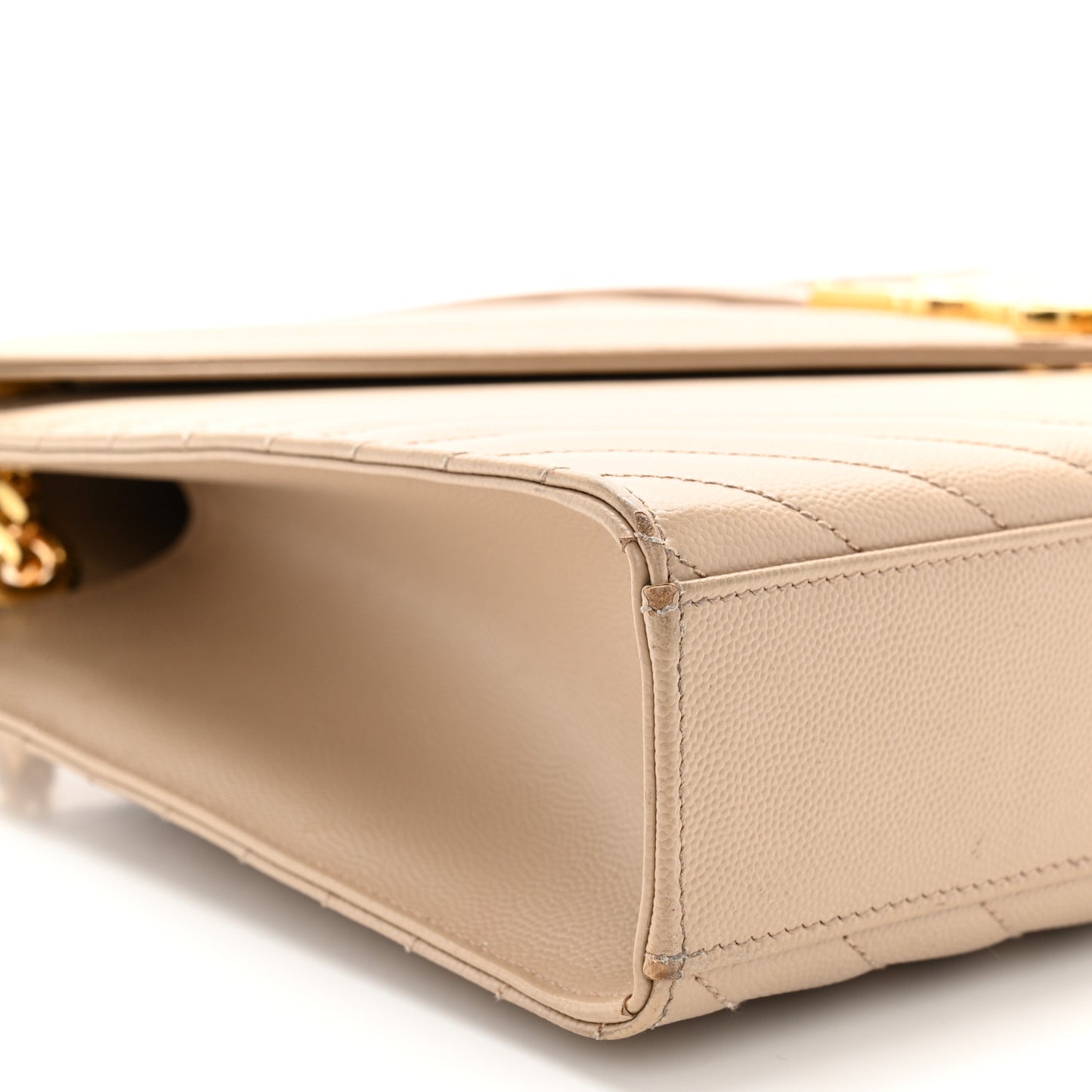 Grain De Poudre Matelasse Chevron Large Monogram Satchel Dark Beige