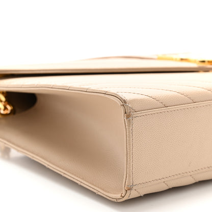 Saint Laurent Grain De Poudre Matelasse Chevron Large Monogram Satchel Dark Beige 9 of 13