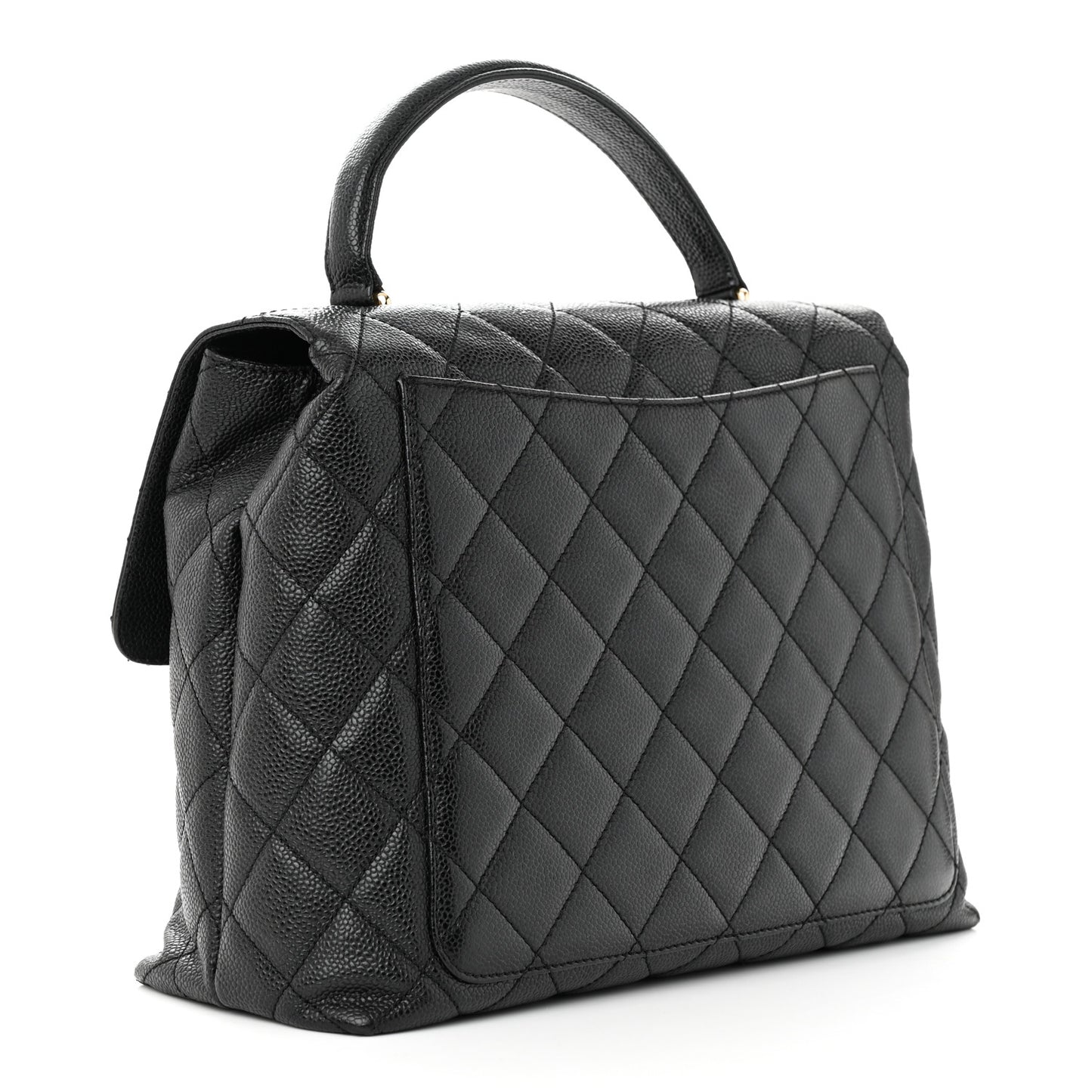 Caviar Quilted Jumbo Kelly Flap Black