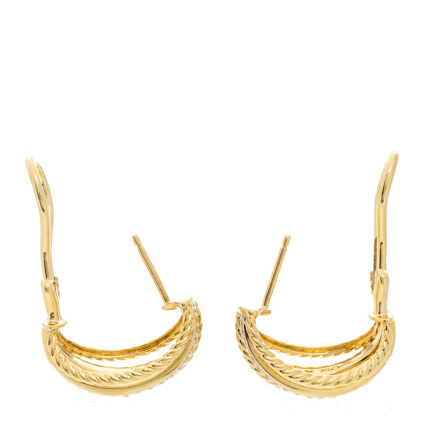 18K Yellow Gold Diamond Lantana Cable Earrings