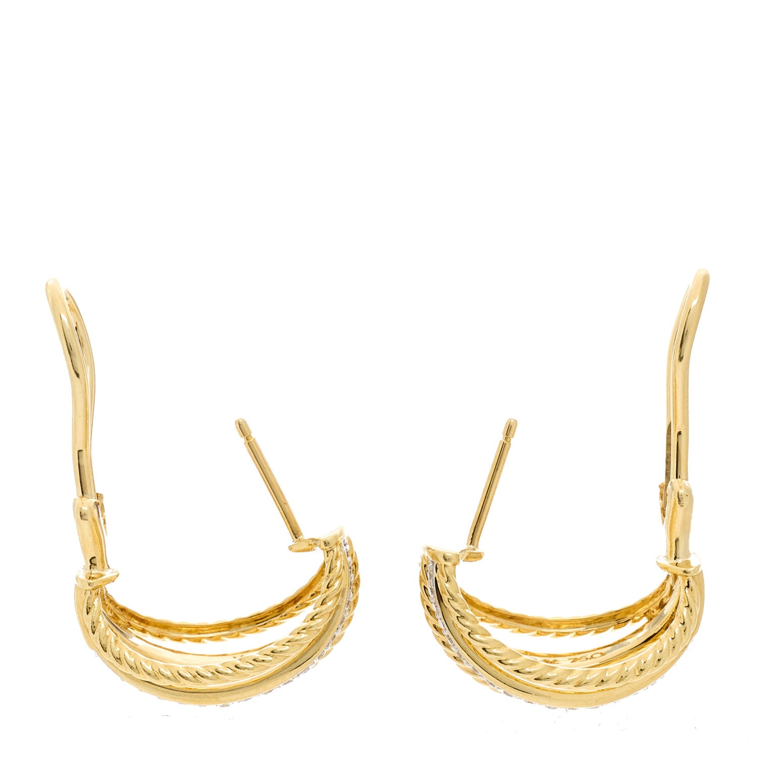 David Yurman 18K Yellow Gold Diamond Lantana Cable Earrings 3 of 4