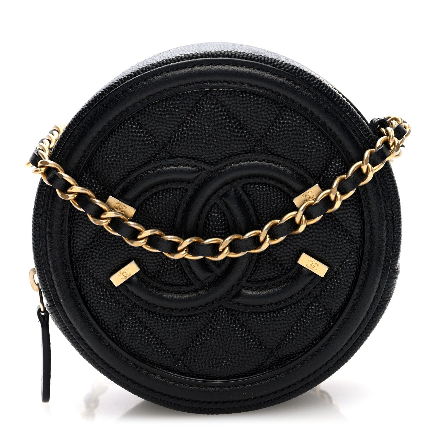 Chanel Caviar Quilted Round Filigree Crossbody Black 1 of 10
