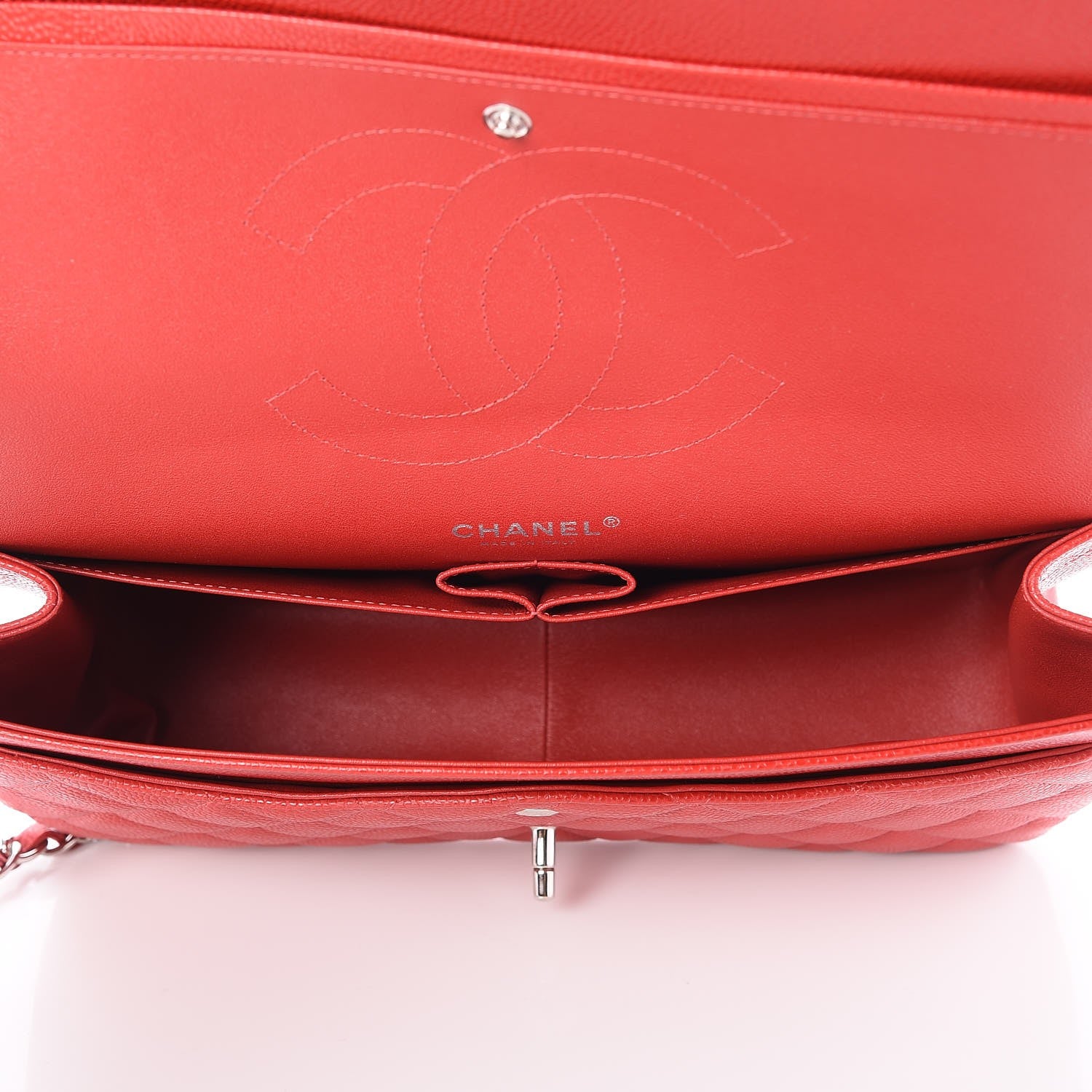 Chanel Caviar Quilted Jumbo Double Flap Red 6 of 9