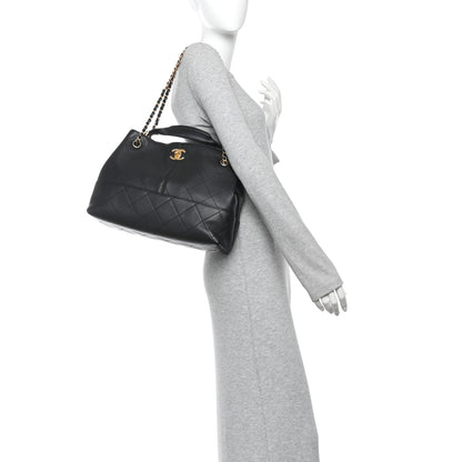 Chanel Calfskin Quilted Small Coco Base Shopping Bag Black 2 of 11