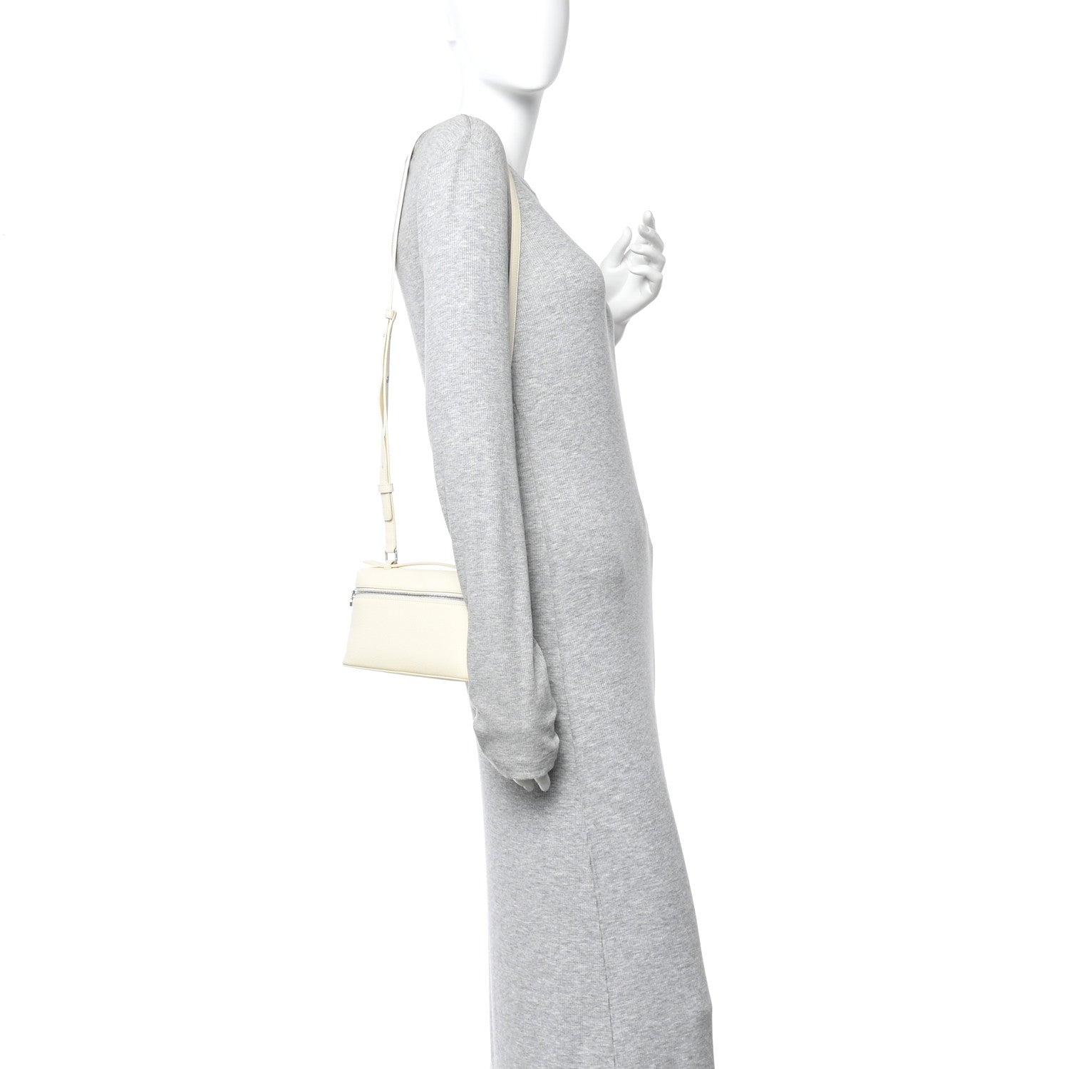 Loro Piana Grained Calfskin L19 Extra Pocket Pouch Whisper White 2 of 11