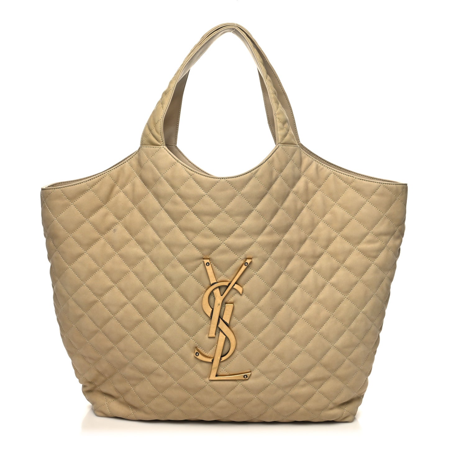 Nubuck Suede Quilted Maxi Icare Shopping Tote Beige