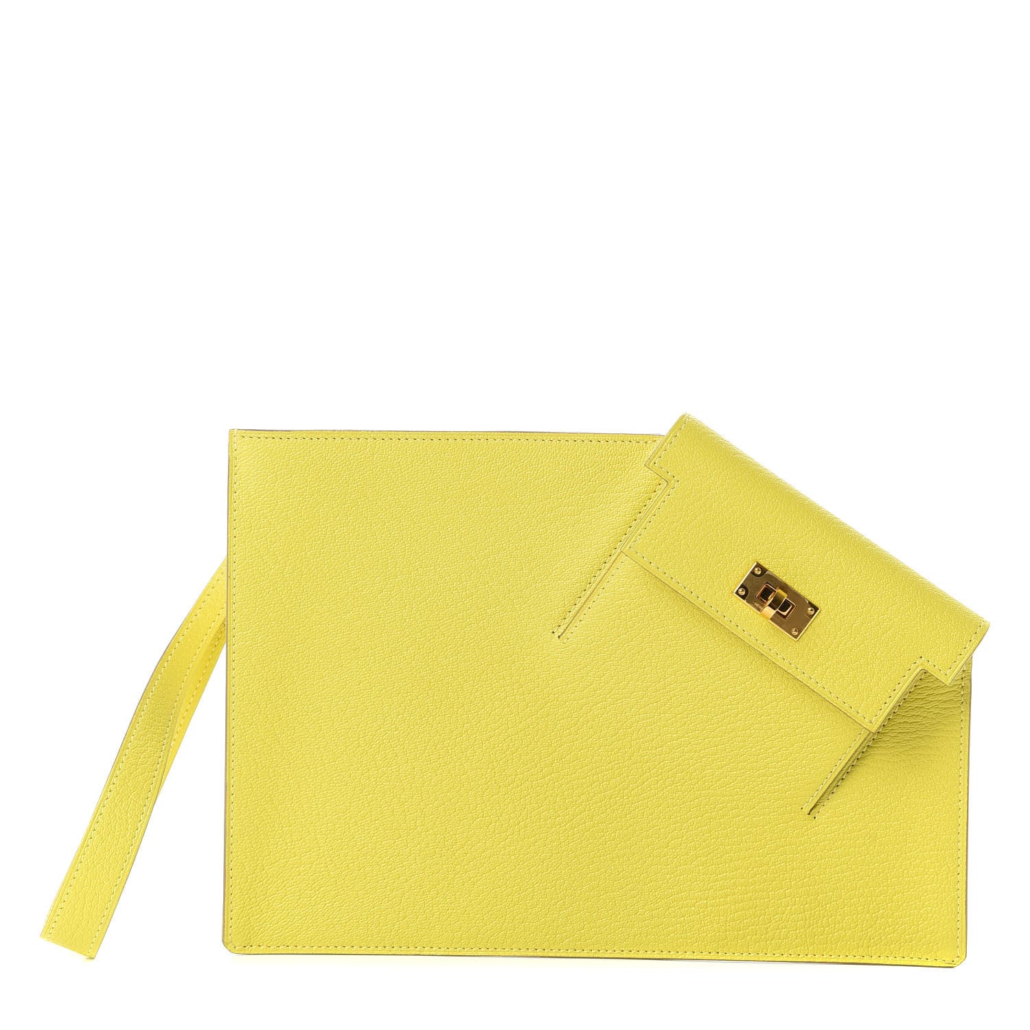 Hermes Chevre Mysore Kelly Pocket To Go Pouch Lime 1 of 7