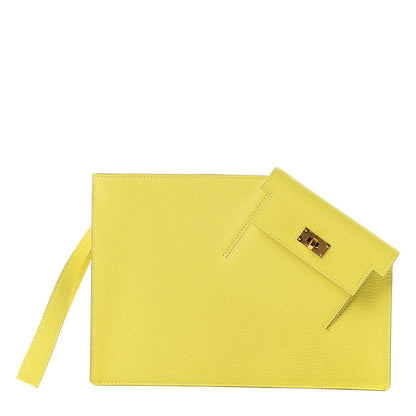 Hermes Chevre Mysore Kelly Pocket To Go Pouch Lime 1 of 7
