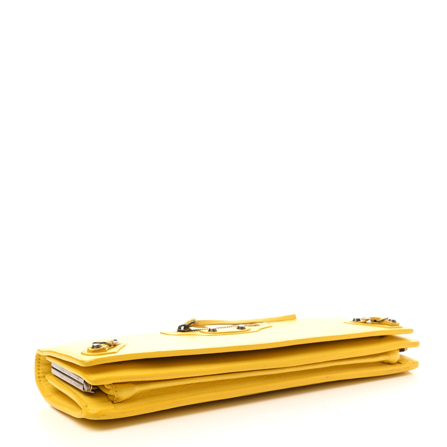 Balenciaga Calfskin Papier Wand Clutch Yellow 4 of 10