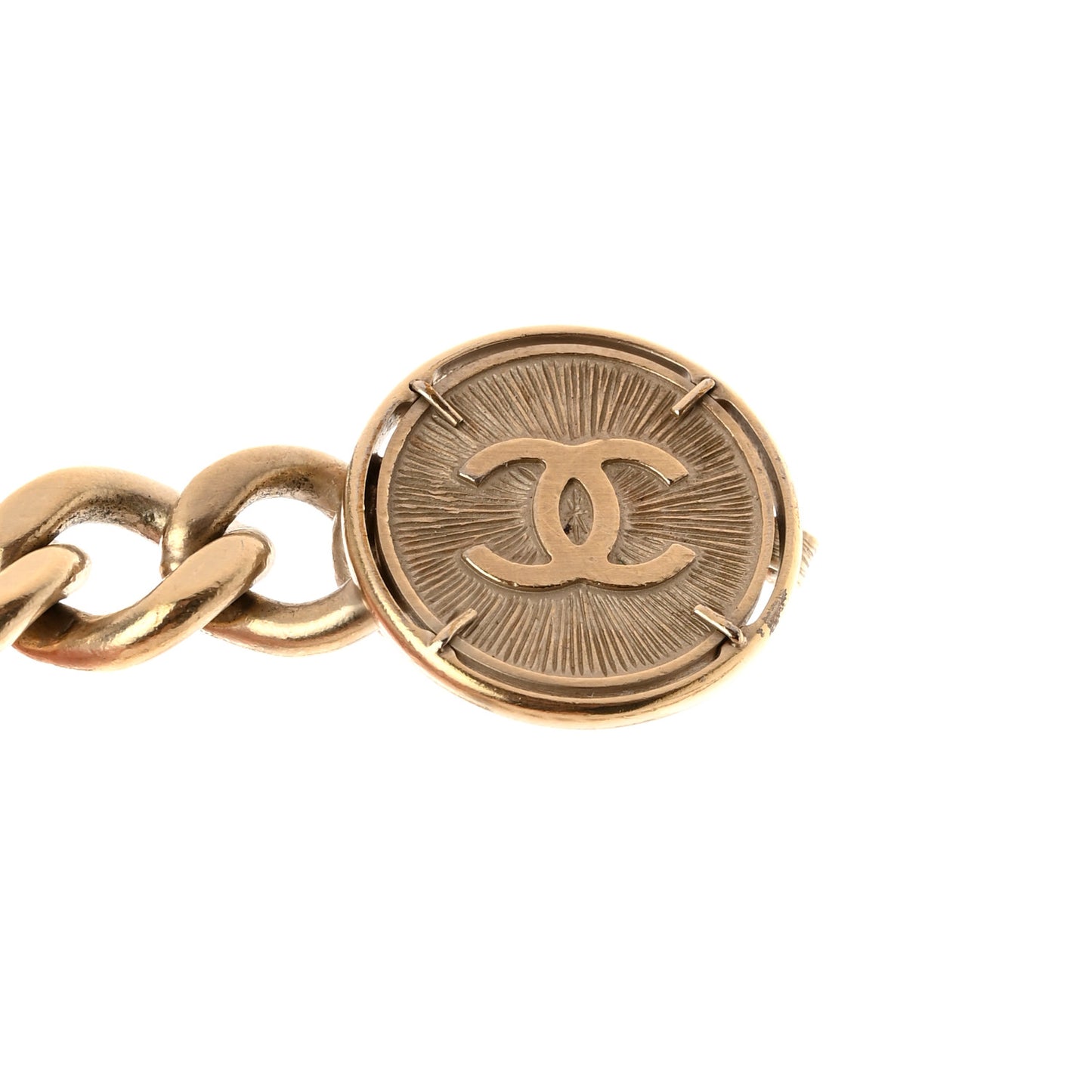 Metal Chain CC Medallion Belt Gold