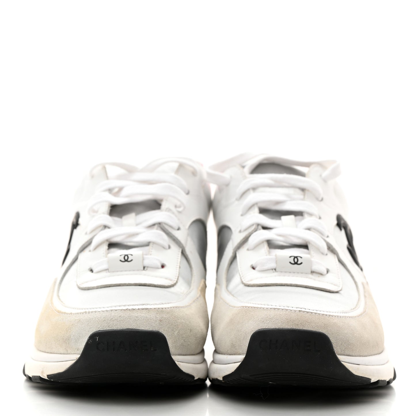 Calfskin Fabric Sneakers 41 White Silver Fluo Pink