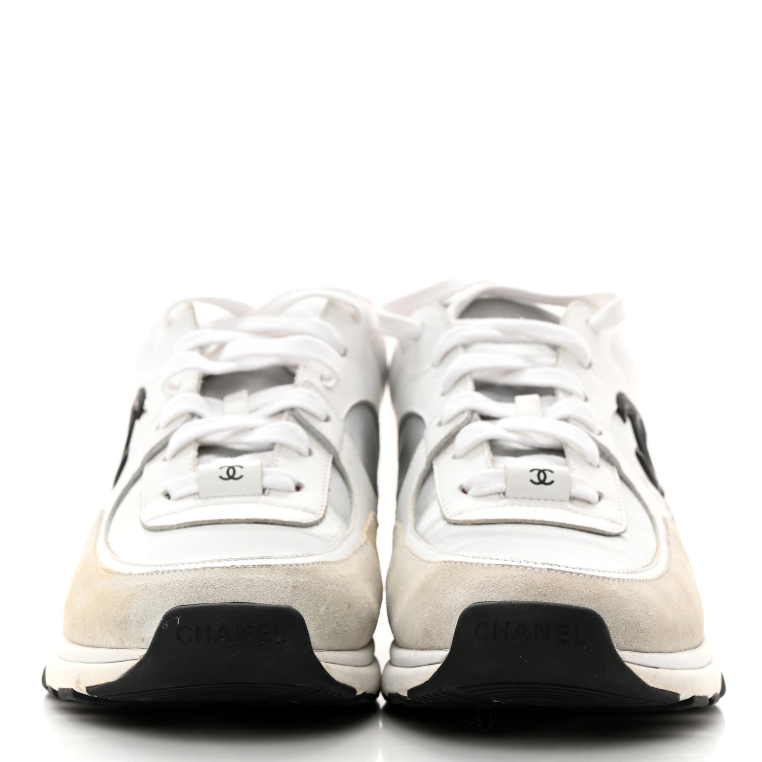 Chanel Calfskin Fabric Sneakers 41 White Silver Fluo Pink 2 of 10