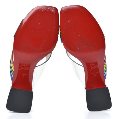Christian Louboutin Metallic Calfskin Rainbow Arkenmule 55 Slide Sandals 38 Silver Multicolor 5 of 10