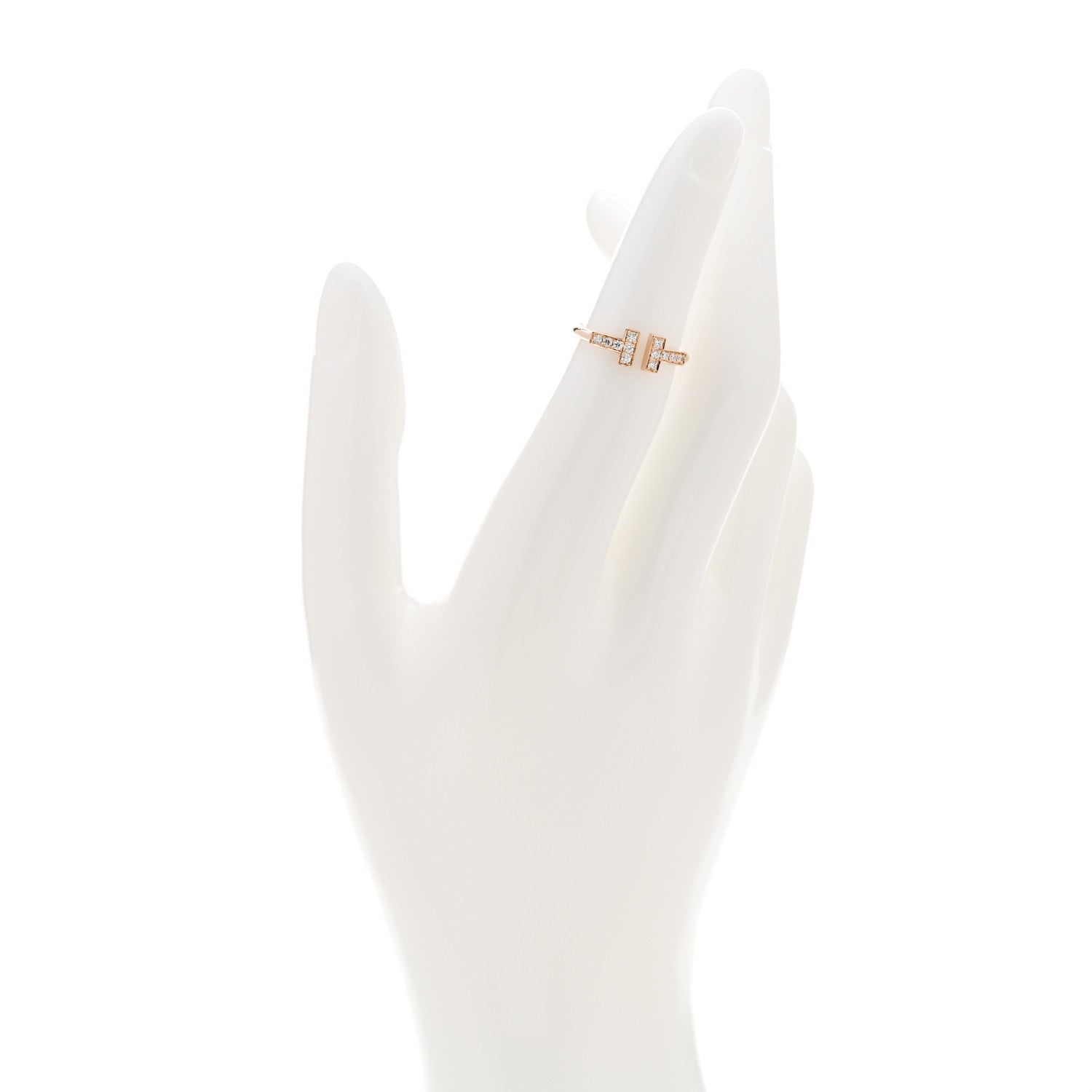 Tiffany 18K Rose Gold Diamond T Wire Ring 48 4.5 2 of 4