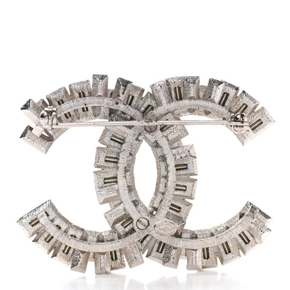 Chanel Crystal Baguette CC Brooch Silver Black 3 of 5
