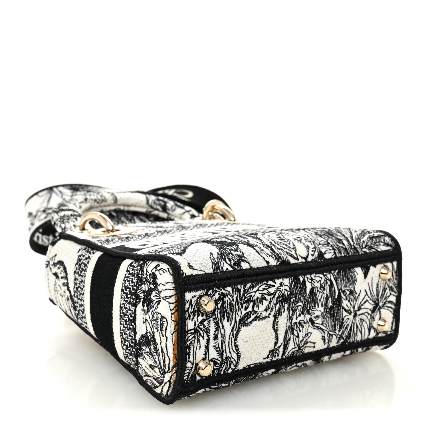 Christian Dior Canvas Embroidered Toile De Jouy Mini Lady D-Lite White Black 4 of 13