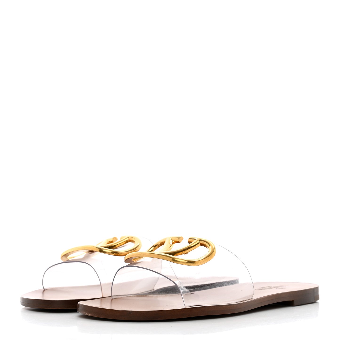 PVC Transparent Vlogo Flat Slide Sandals 37 Brown