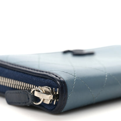 Chanel Calfskin Quilted Large Gusset Zip Around Wallet Blue 7 of 10