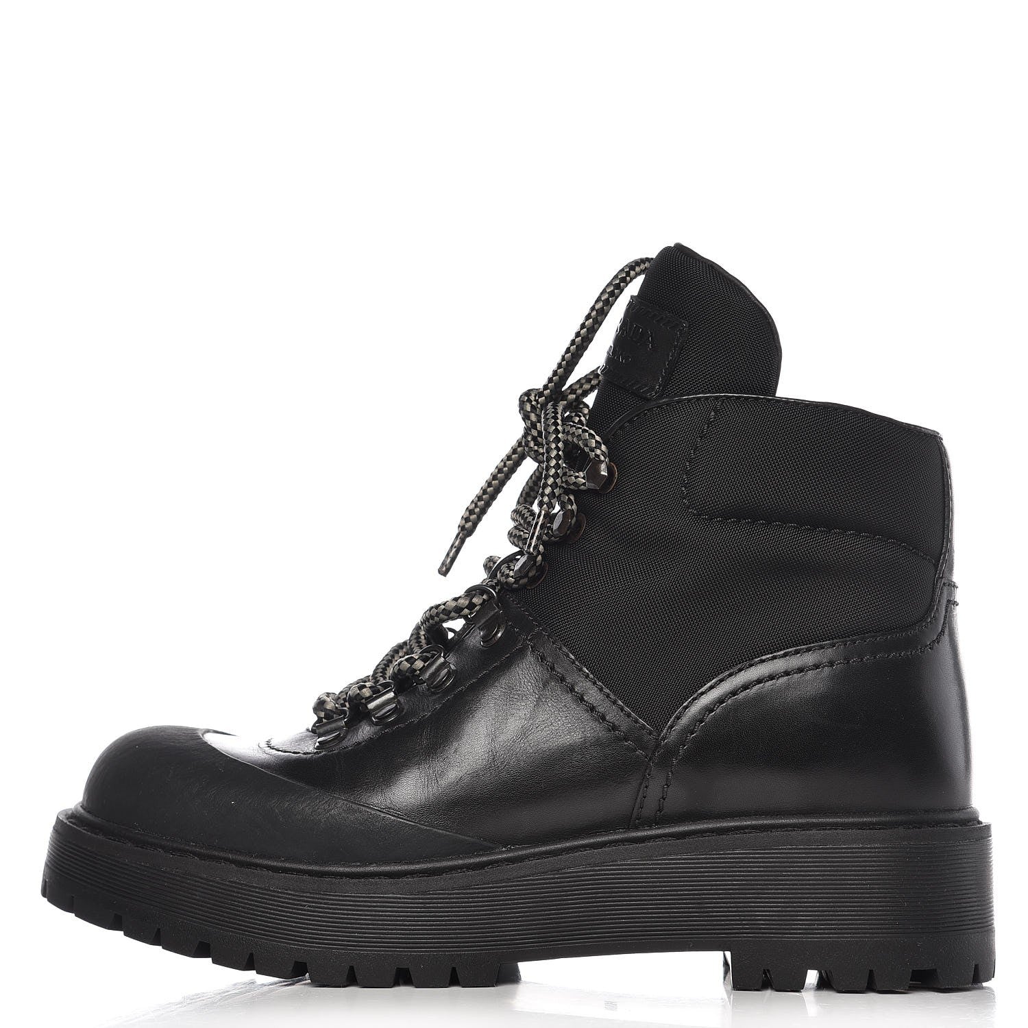 Prada Calfskin Canvas Lace Up Combat Boots 38 Black 1 of 10