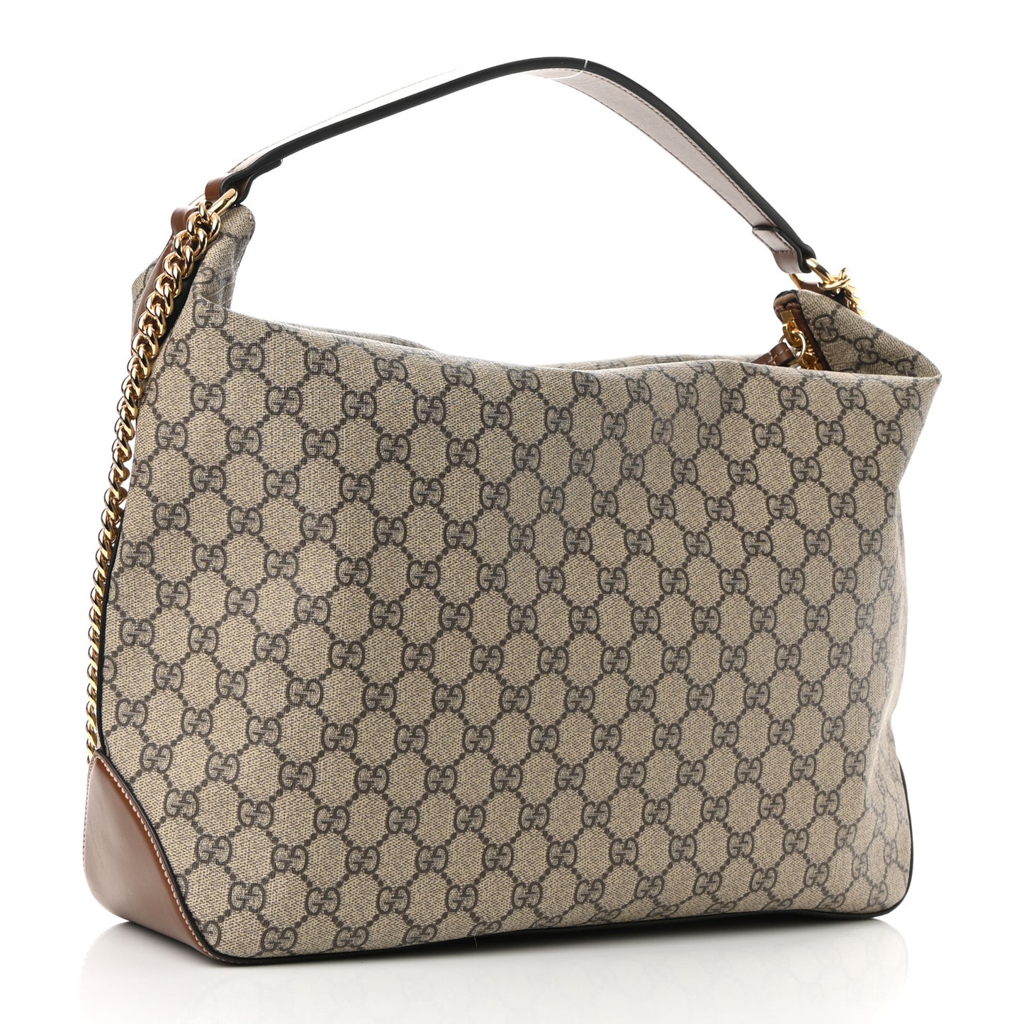 GG Supreme Monogram Large Linea A Hobo Light Brown