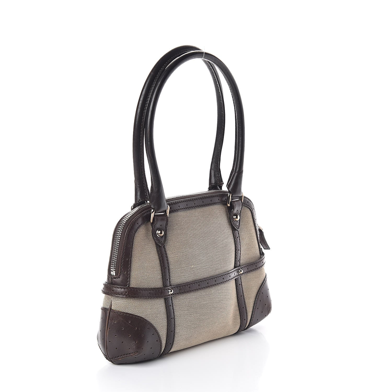Gucci Canvas Calfskin GG Reins Tote Brown 3 of 9