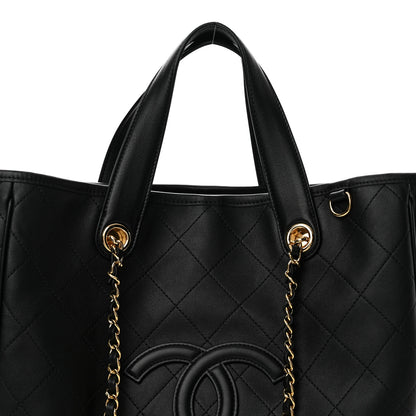 Chanel Calfskin Quilted Large CC Shopping Bag Black 7 of 9