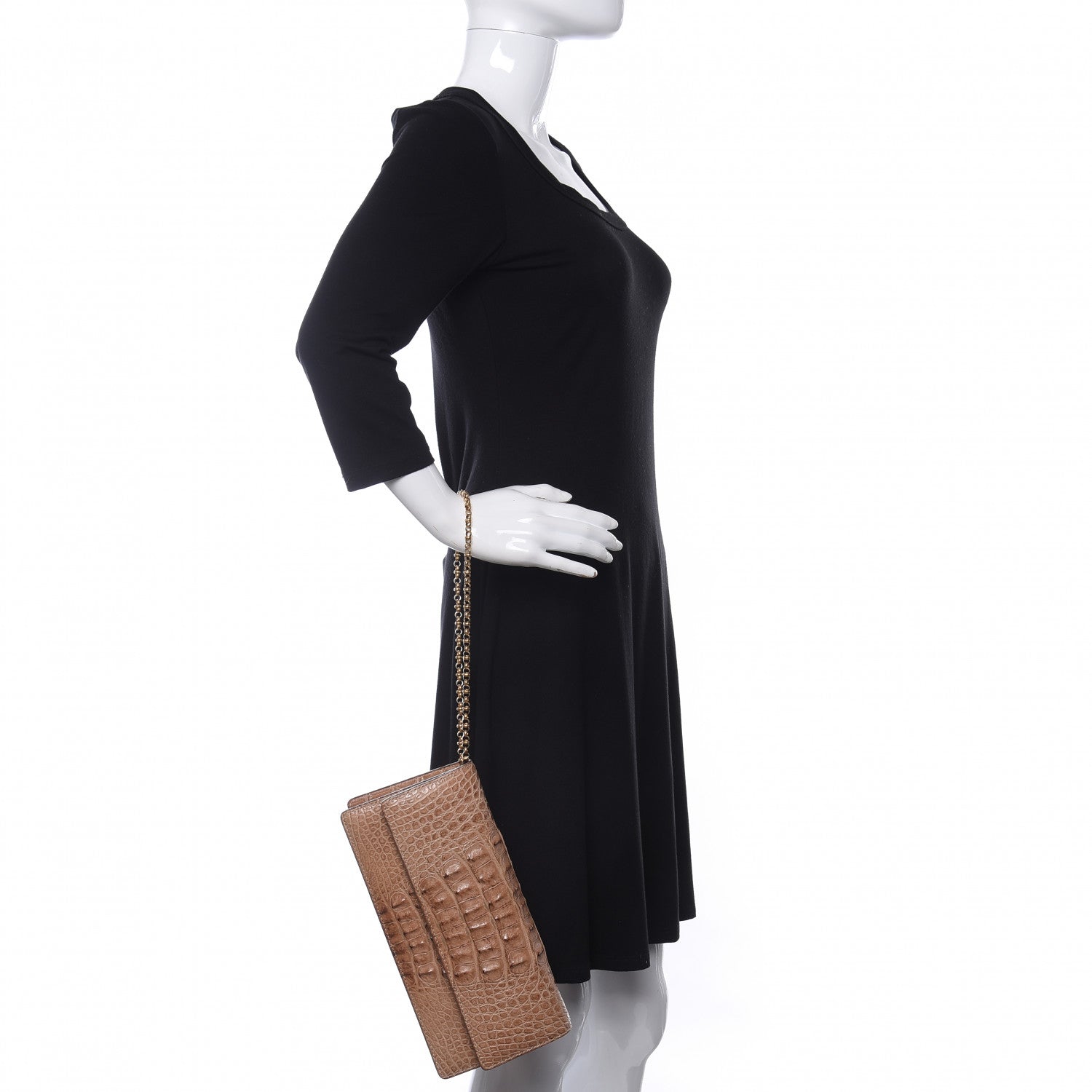 Delvaux Alligator Chain Clutch Naturel 2 of 10