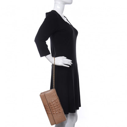 Delvaux Alligator Chain Clutch Naturel 2 of 10