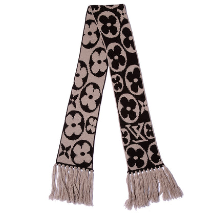 Louis Vuitton Monogram Knit Wool Fringe Scarf Ebene 1 of 3