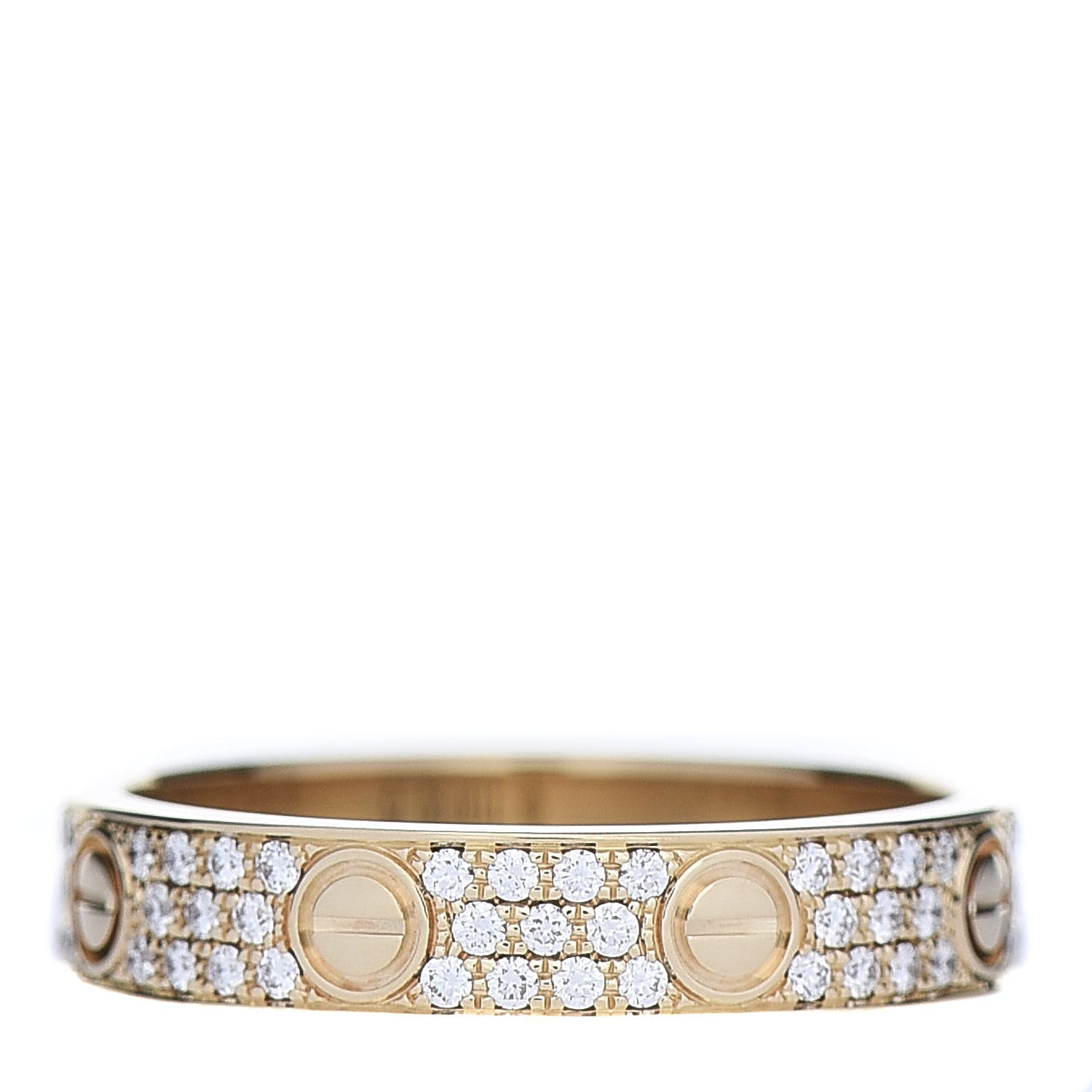 Cartier 18K Yellow Gold Diamond 4mm LOVE Wedding Paved Band Ring 52 6 3 of 4