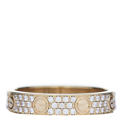 Cartier 18K Yellow Gold Diamond 4mm LOVE Wedding Paved Band Ring 52 6 3 of 4