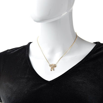 Christian Dior Crystal Bow Necklace Gold Gold 2 of 5