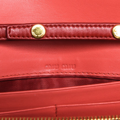 Miu Miu Nappa Matelasse Wallet On Chain Rosso 6 of 7