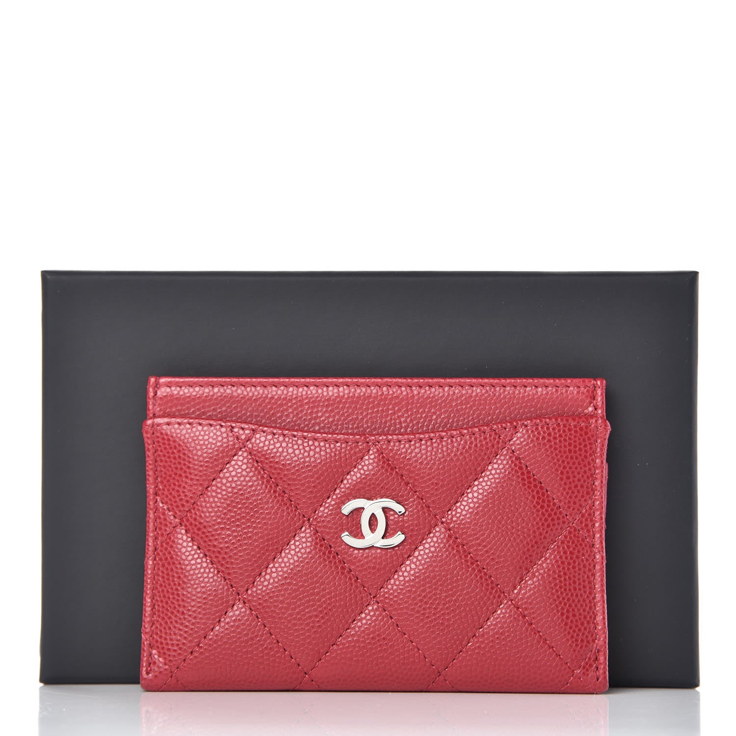 Chanel Caviar Quilted Card Holder Dark Red 9 of 9