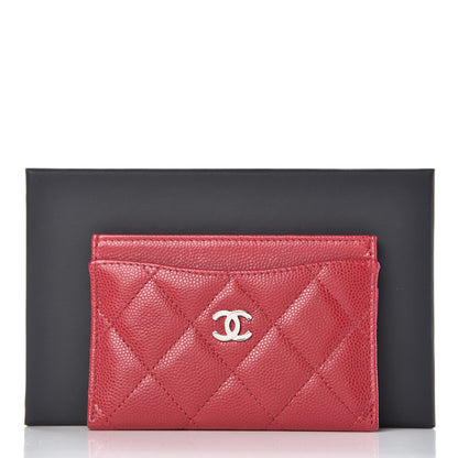 Chanel Caviar Quilted Card Holder Dark Red 9 of 9