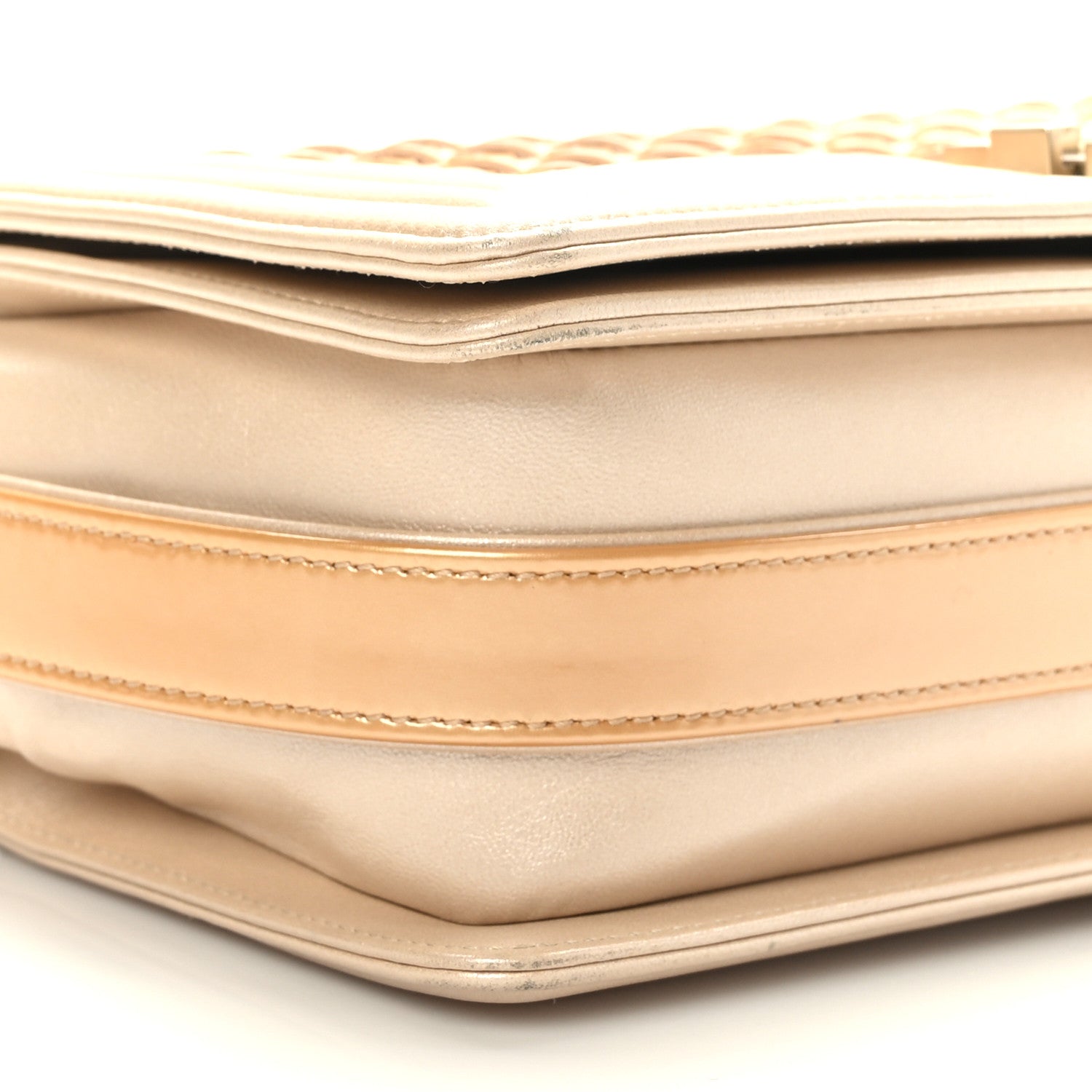 Chanel Metallic Calfskin Braided Medium Boy Flap Beige Multicolor 8 of 10