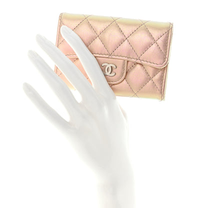 Chanel Iridescent Calfskin Quilted Flap Card Holder Wallet Pink 2 of 8