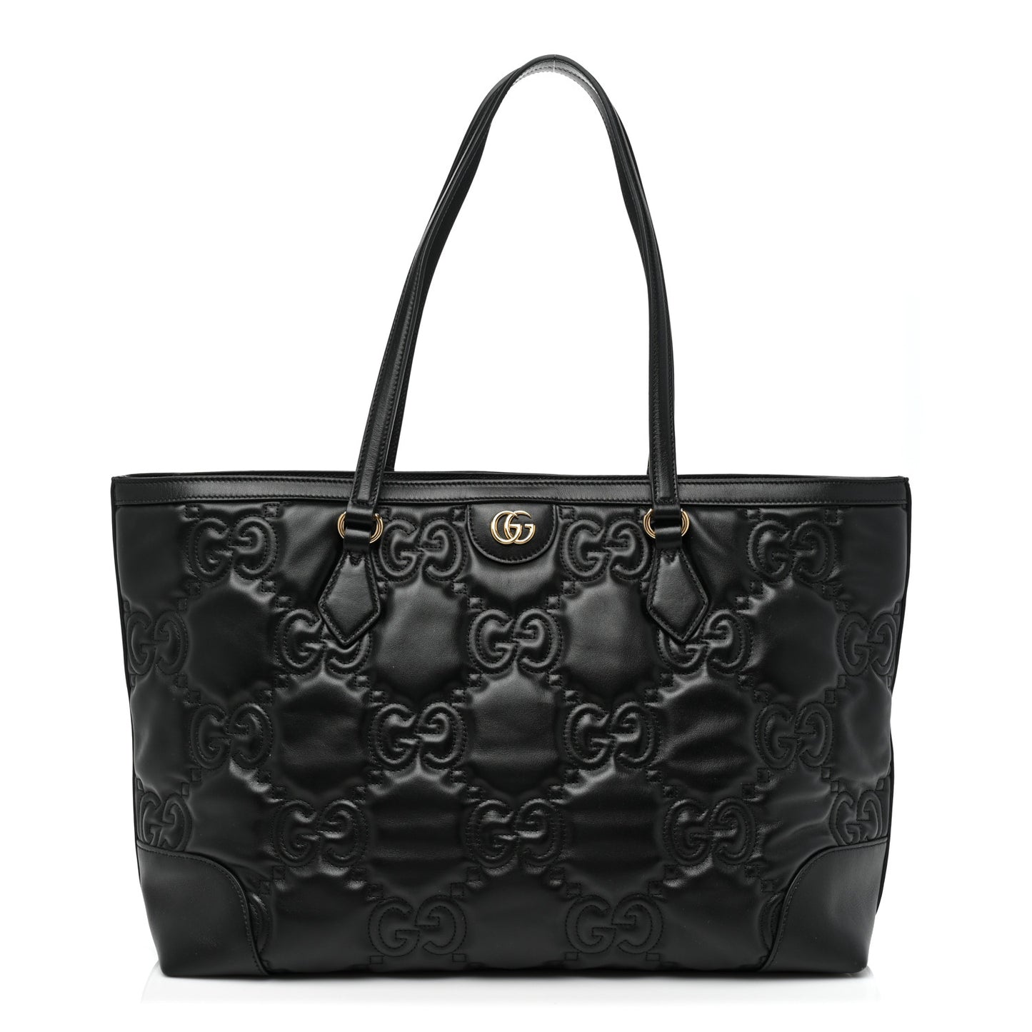 Calfskin GG Matelasse Medium Ophidia Shopping Tote Black