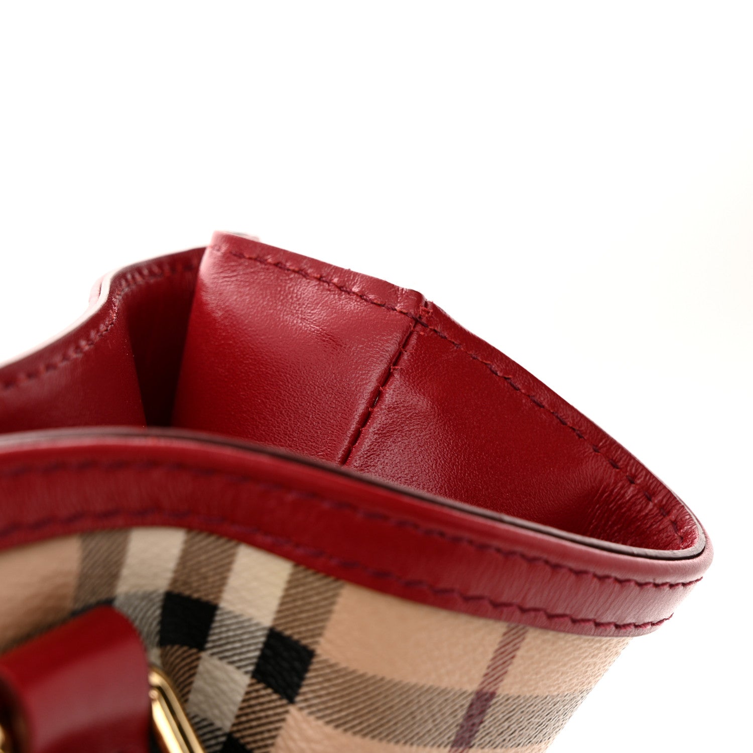 Burberry Haymarket Check Medium Golderton Tote Military Red 12 of 12