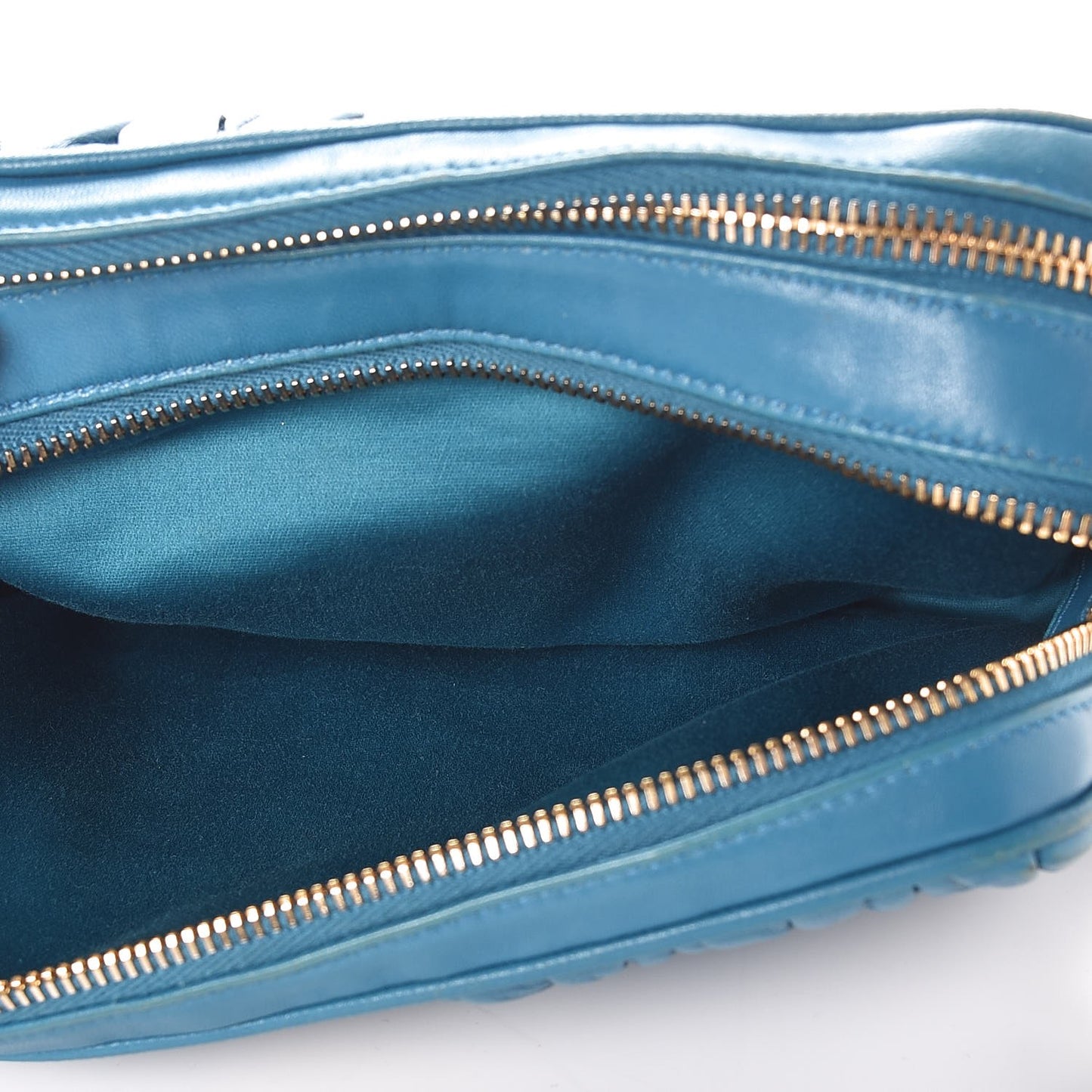 Nappa Matelasse Double Zip Shoulder Bag Turchese
