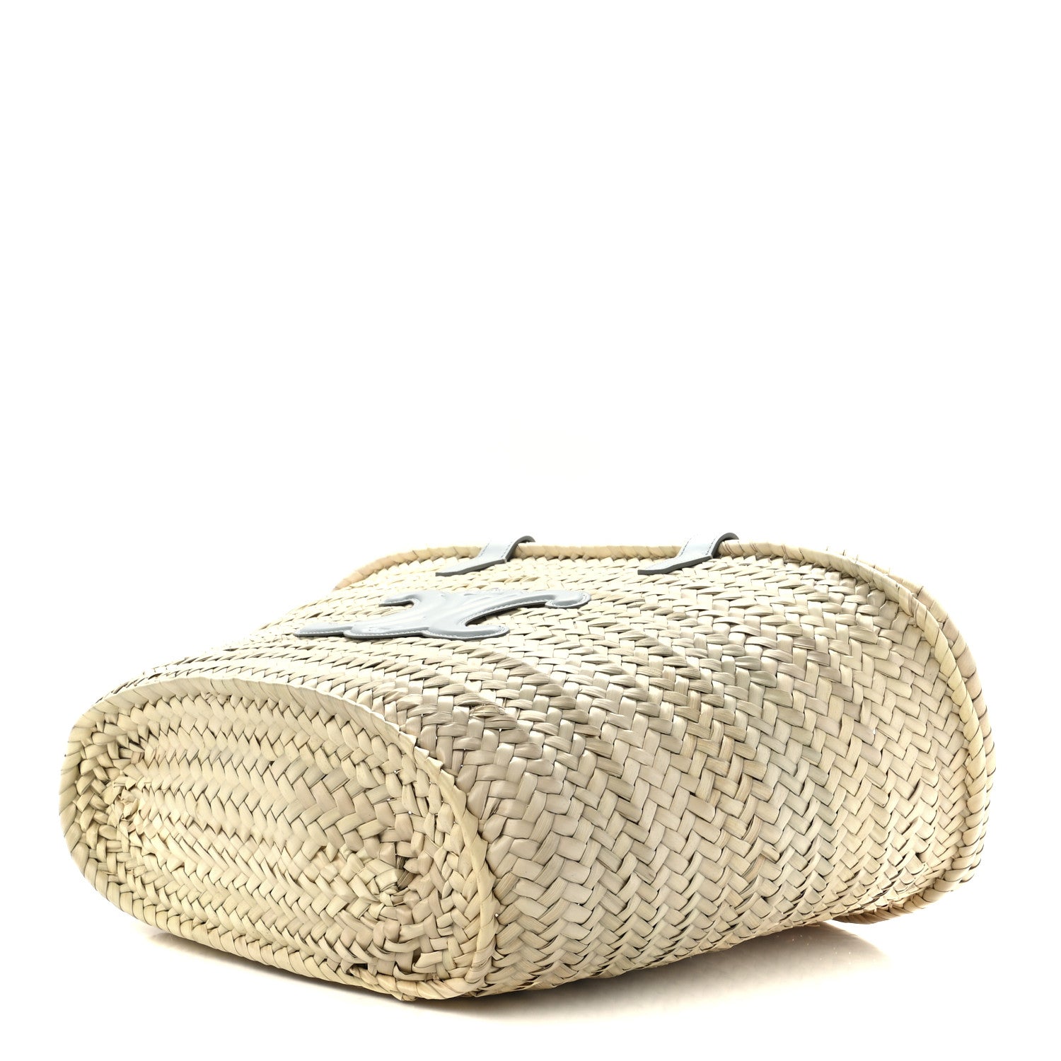 Celine Raffia Calfskin Triomphe Medium Panier Soft Blue 8 of 10
