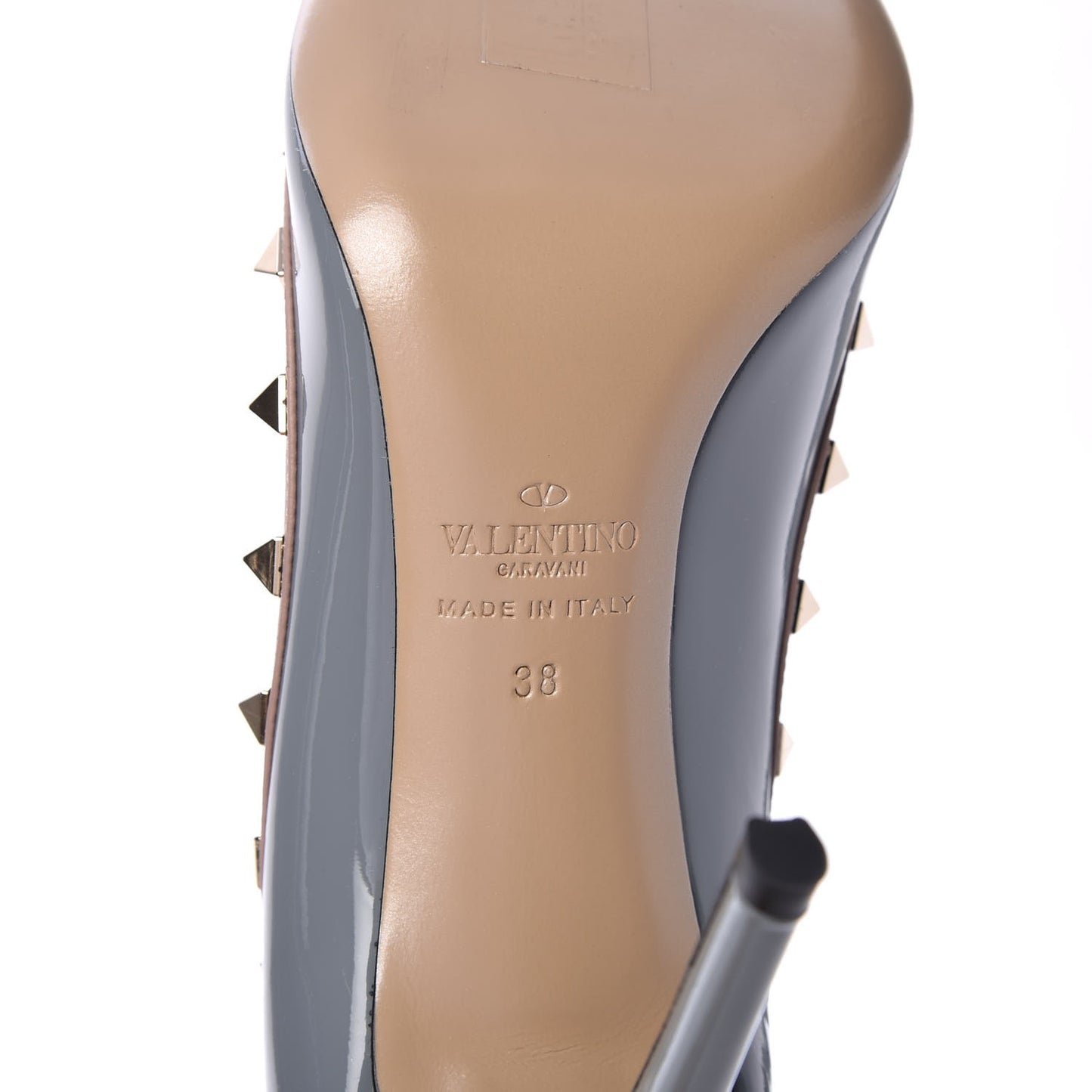 Patent Rockstud 100mm Pumps 38 Light Stone Poudre