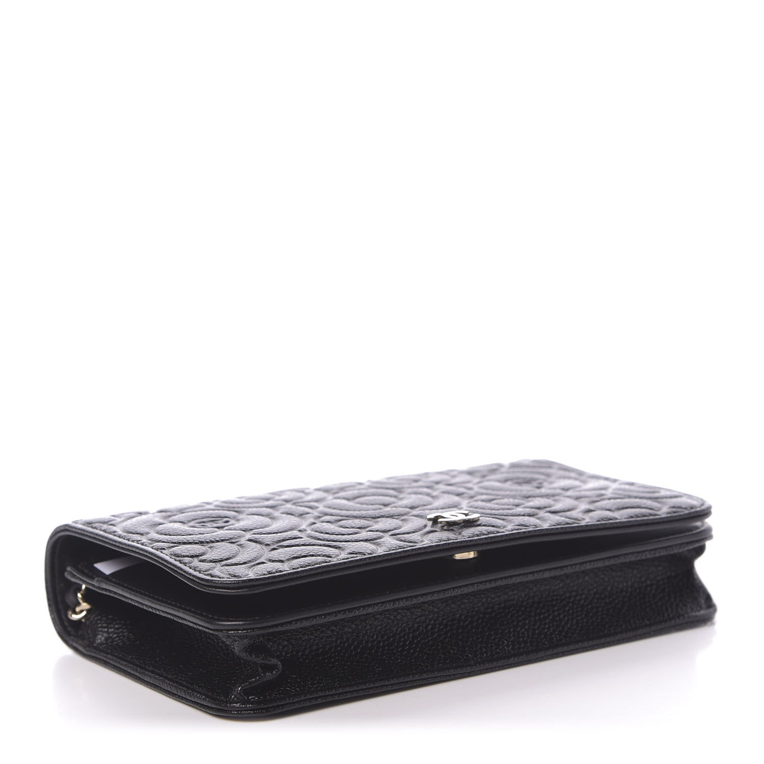 Chanel Caviar Camellia Embossed Wallet On Chain WOC Black 4 of 12