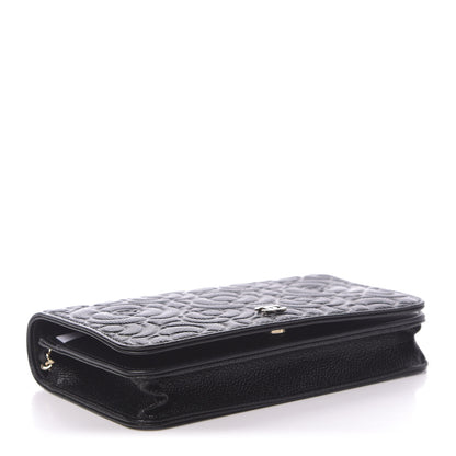 Chanel Caviar Camellia Embossed Wallet On Chain WOC Black 4 of 12