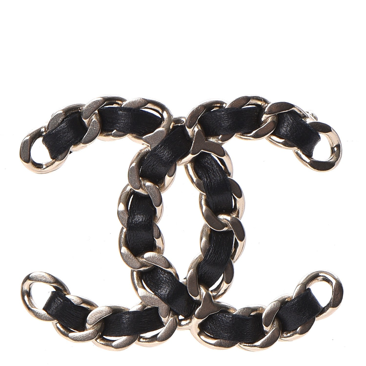 Chanel Lambskin Chain CC Brooch Black Gold 1 of 5