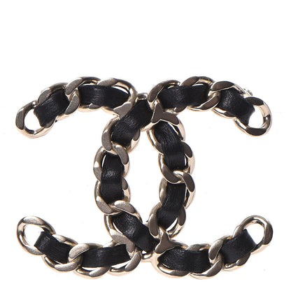 Chanel Lambskin Chain CC Brooch Black Gold 1 of 5