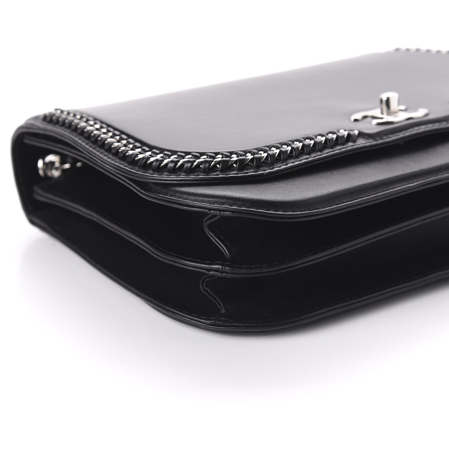 Calfskin Medium Braided Chic Flap Black
