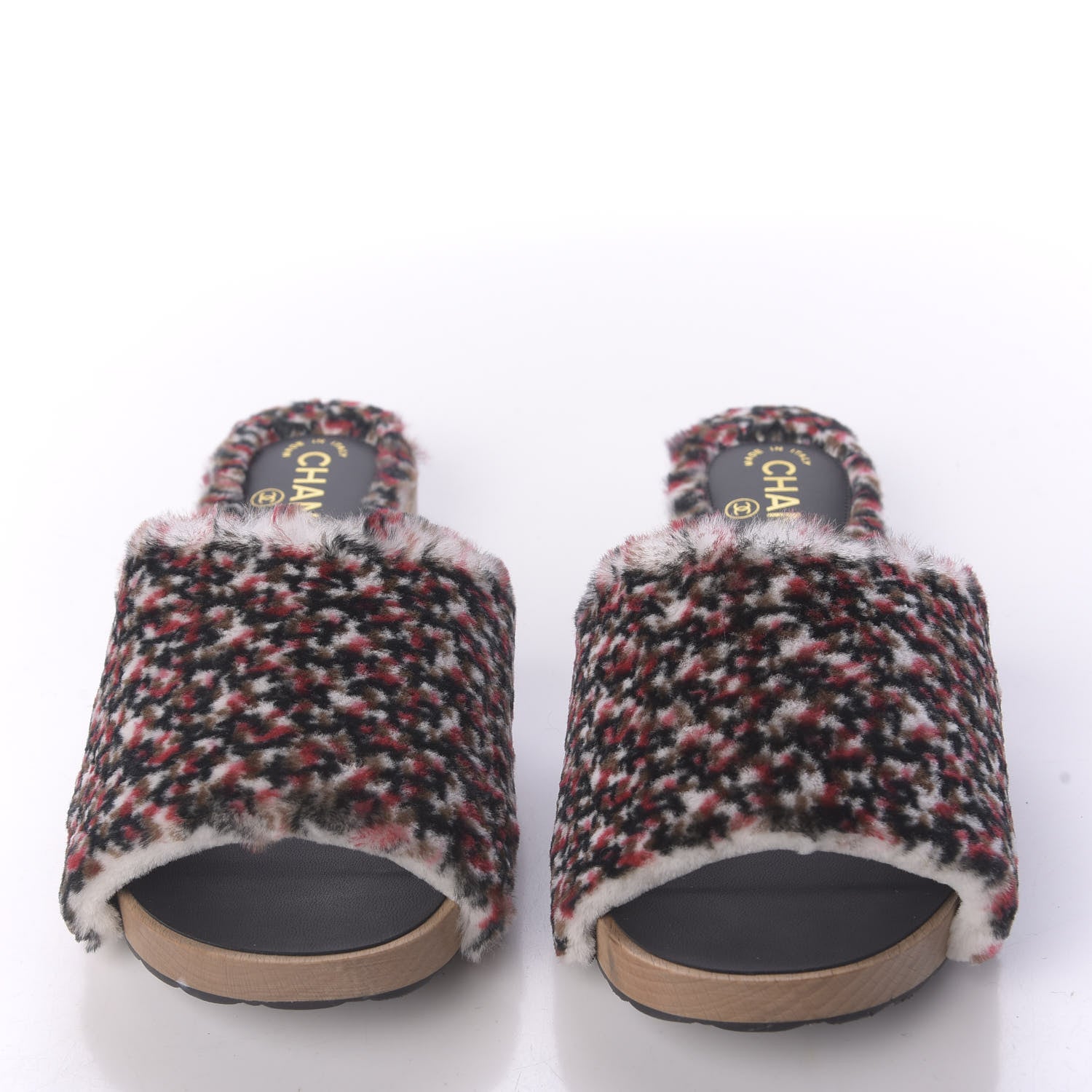 Chanel Orylag Lambskin Flat Mules 39 Red Black White 2 of 9